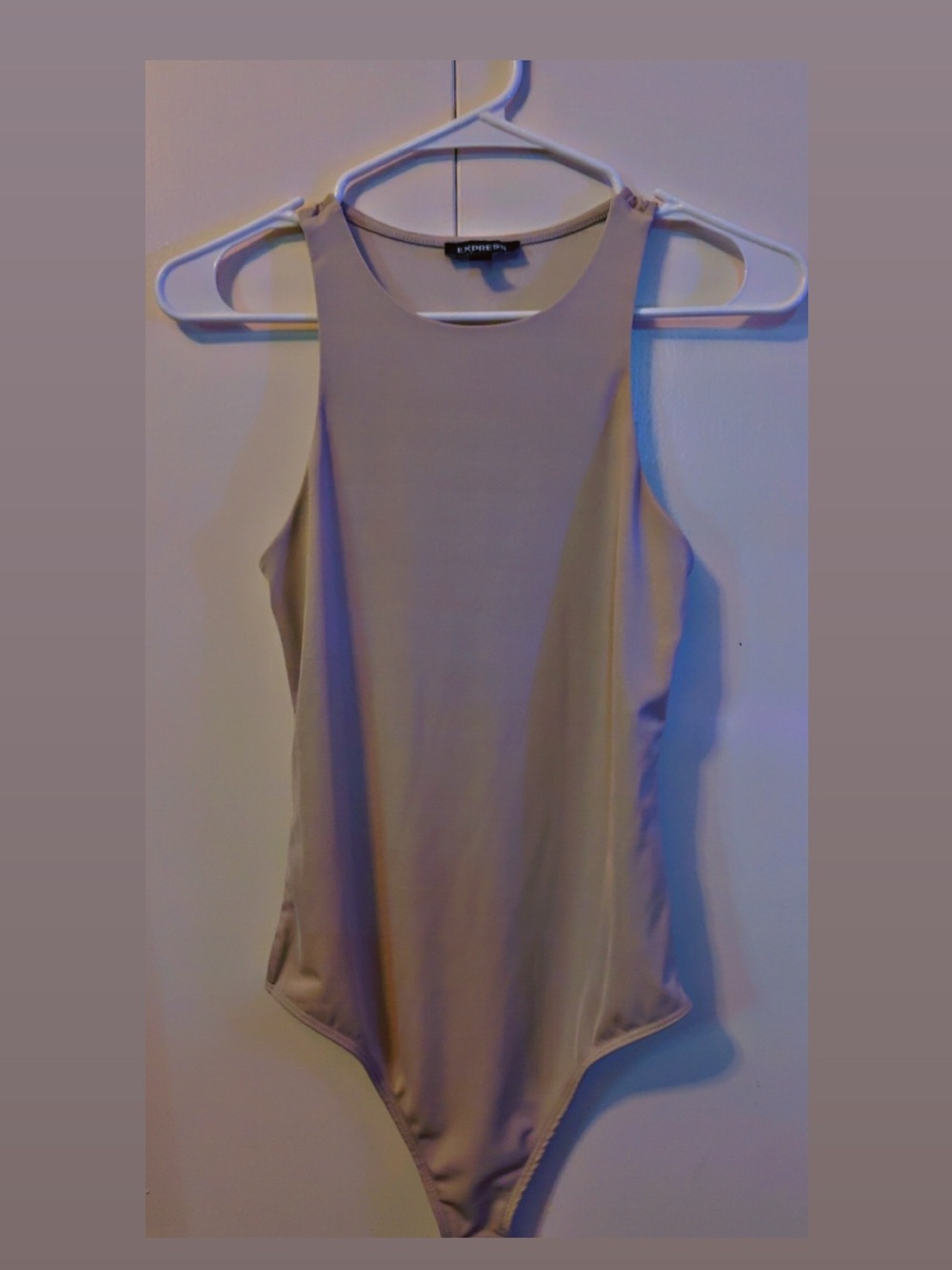 Express Women's Taupe High-Neck Sleeveless Bodysuit